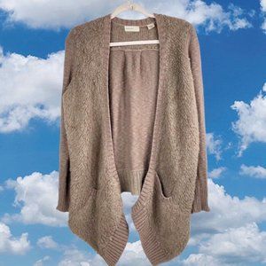 Anthropologie Sleeping On Snow S Slubby Boucle Taupe Sweater Open Cardigan